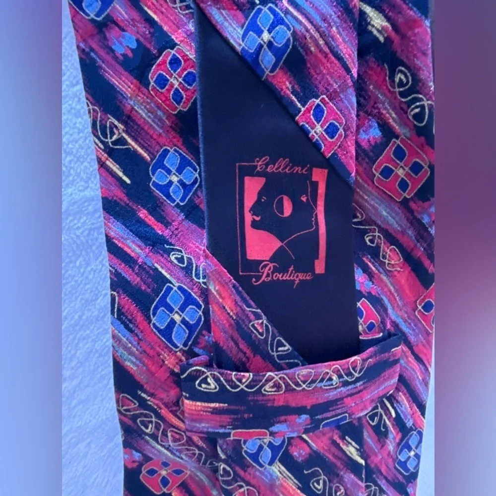 Cellini Boutique 100% Silk Men’s Neck Tie Made In Usa Colorful Elegant Office - Picture 5 of 9